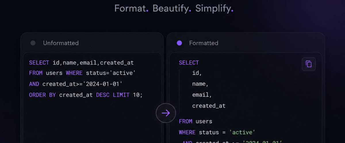 Free Online SQL Query Formatter & Beautifier